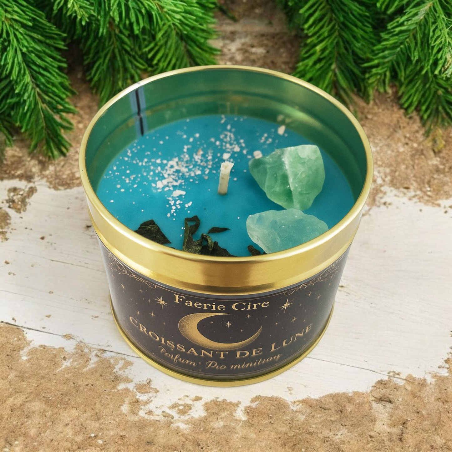 Bougie intuition rituelle croissant de lune souffle d'intention